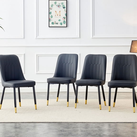 4 Piece Black PU Chair Set - Soft Touch Seating - Restaurant Decor - Long - lasting Durability