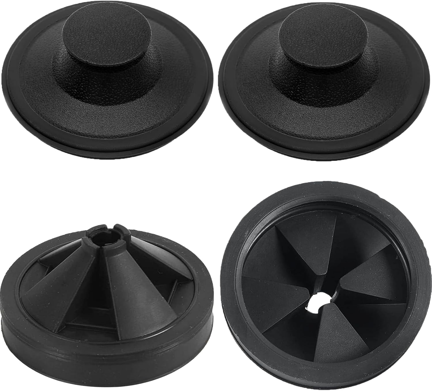 4 Piece Black Rubber Sink Stopper Garbage Disposal Splash Guard Set Compatible With InSinkErator