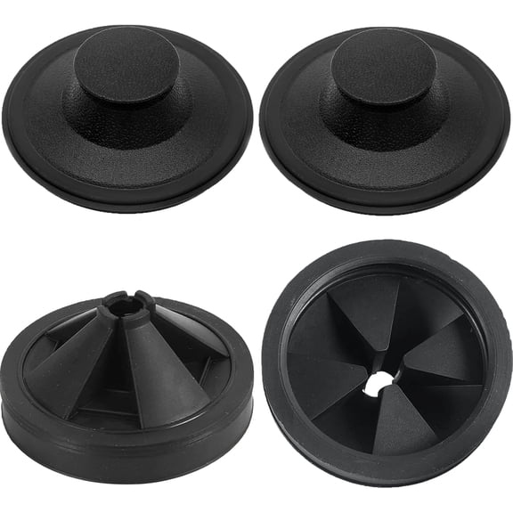 4 Piece Black Rubber Sink Stopper Garbage Disposal Splash Guard Set Compatible With InSinkErator