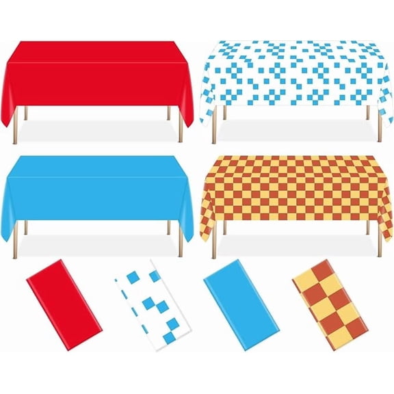 4 Piece Blue Hedgehog Themed Tablecloths Disposable Plastic Table Covers 108 x 54 Inches