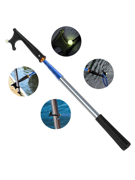 4-Piece Blue Stainless Steel Set with Black TPR Handles,Boat Hooks for Docking,Telescoping Boat Hook,Sturdy and Lightweight Push Pole