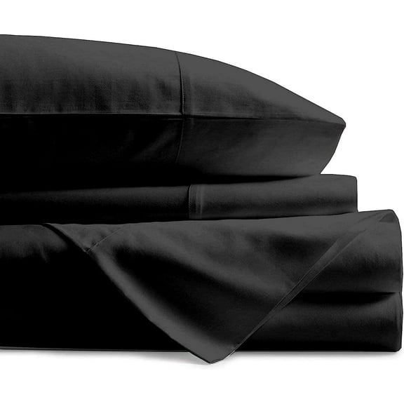 4 Piece Boat Sheet Set, 100% Egyptian Cotton, 600 Thread Count, 6" Deep Pocket, Extra Soft and Luxury - Universal V Berth Size Fits Perfectly - Black Solid.