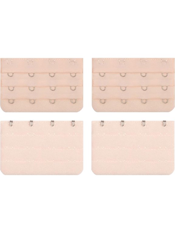 4 Piece Bra Extender 4 Hook Back Clips Strap Clasp Nude Color