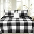 thumbnail image 1 of 4 Piece Buffalo Plaid All-Season Comforter, 2 Shams & Throw Pillow Set - Black & White, King, 1 of 5