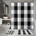 4Piece Buffalo Plaid Bathroom Shower Curtain Set WaterRepellent