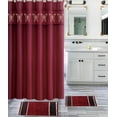 thumbnail image 1 of 4 Piece Burgundy Butterfly Bathroom For Any Season Print Design Set 2 Bath Math, 1 piece Shower Curtain, 12 Rings Covered Anti -Slip Rubber Mat Backing, 1 of 2
