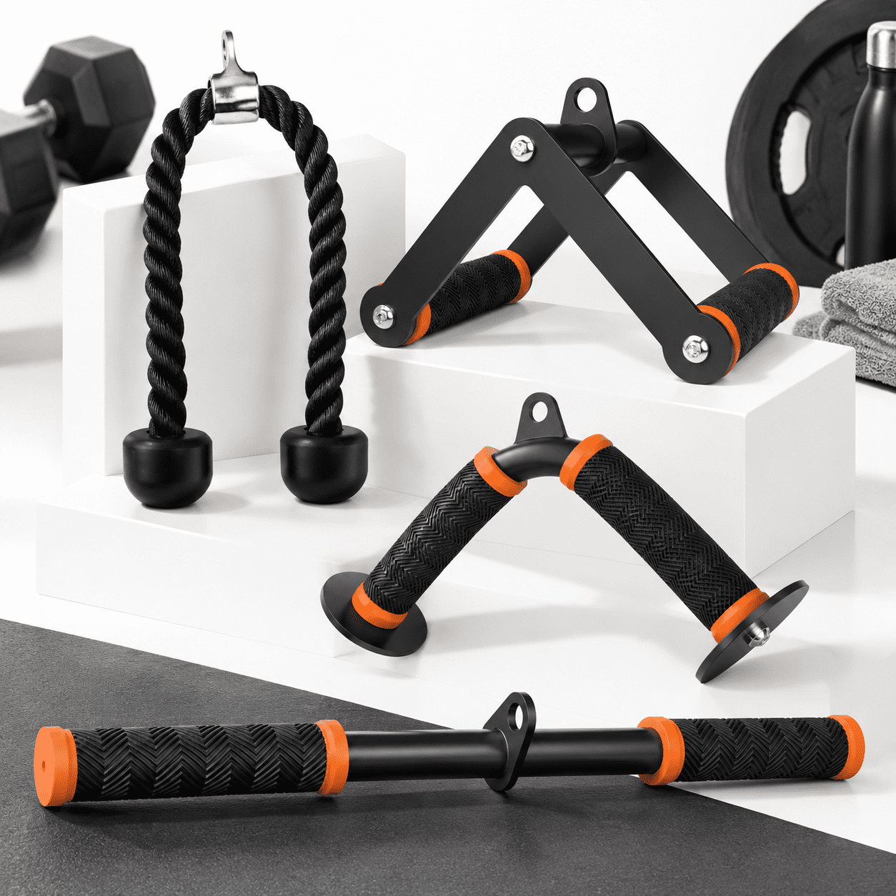4-Piece Cable Gym Attachment Set For Home And Gym Strength Workouts ...