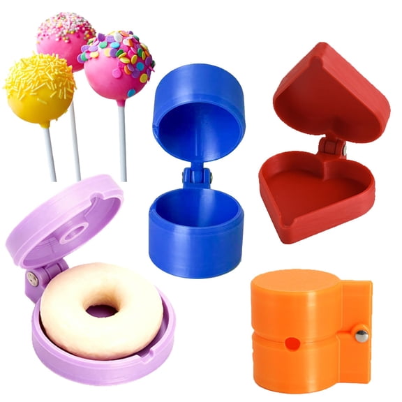 4-Piece Cake Pop Mold Press Set, Sphere Heart Ring Shapes, Home Baking Dessert