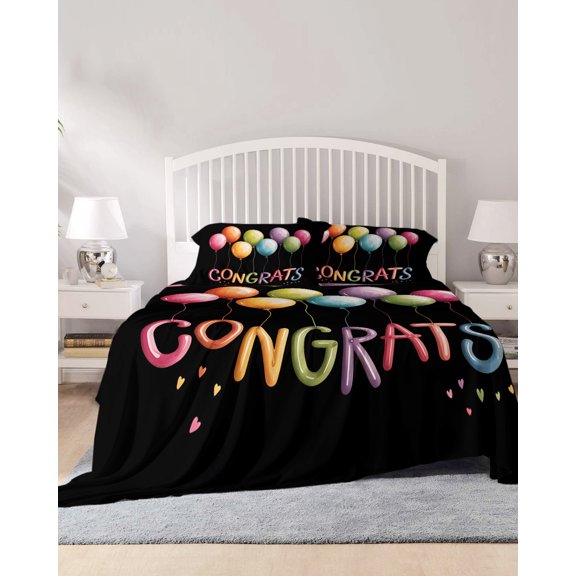 4 Piece Cal. King Sheet Set Colorful Balloon Graduation Sheets Set for Cal. King Size Bed, Breathable Soft Microfiber Bed Sheets Modern Art Fitted Sheet Deep Pocket, Pillowcases
