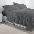 thumbnail image 1 of 4 Piece Cal King Size Sheet Set - 100% Cotton 400 Thread Count Sheet Set - Dark Grey Solid - Luxurious Bedding, 1 of 5