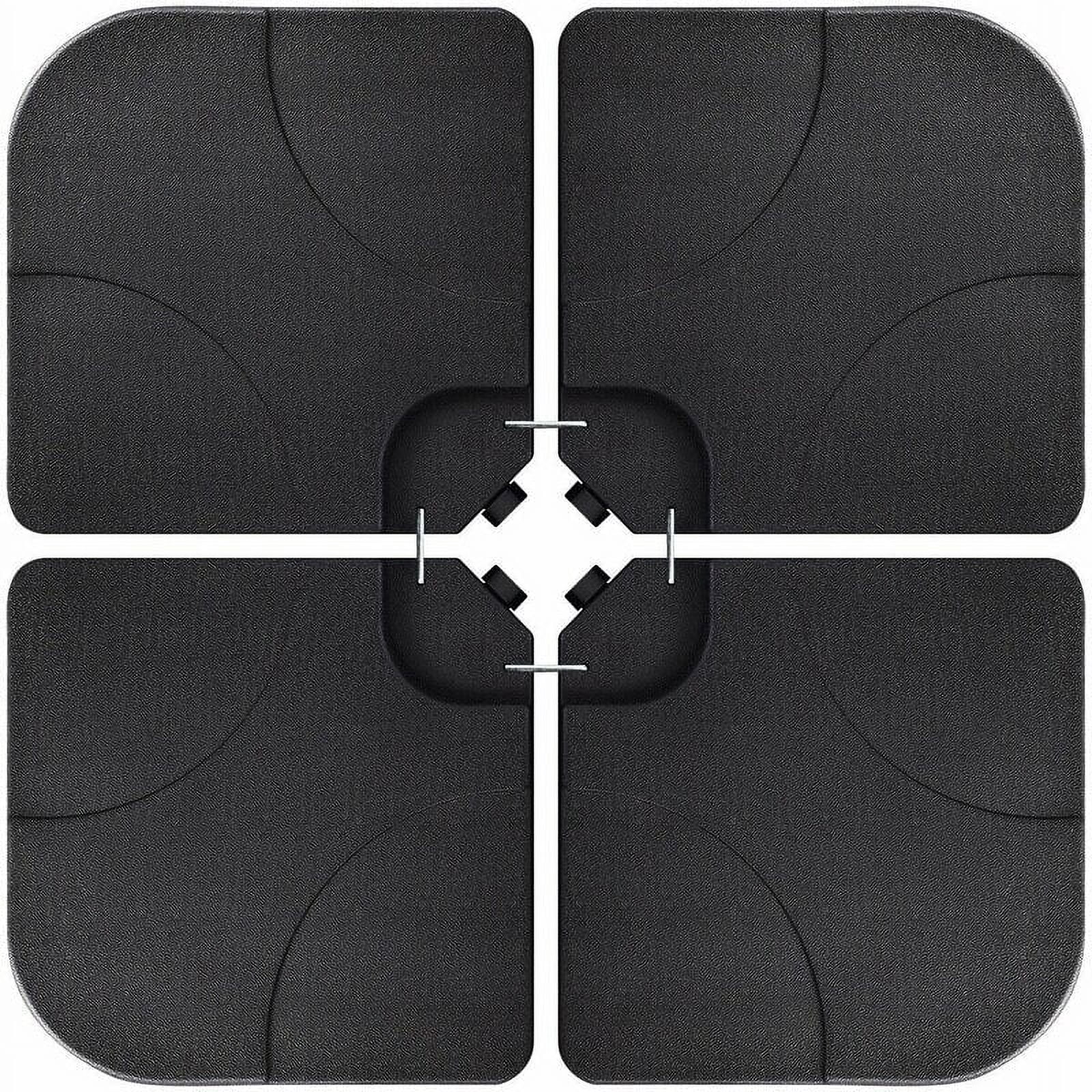 4-Piece Cantilever Offset Patio Umbrella Base Stand, Fills Up to 160lbs Sand or Water Square Patio Umbrella Stand Black