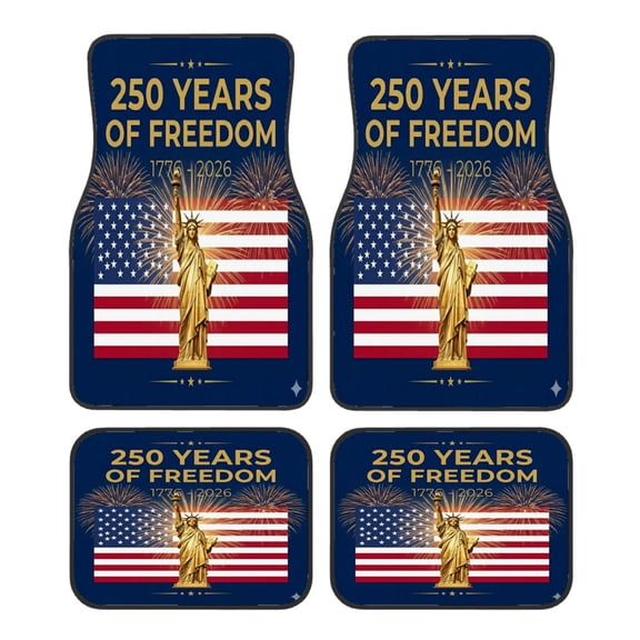 4-Piece Car Floor Mats Set, 250 Years Of Freedom Crystal Velvet Automotive Front & Rear Floor Liners, Universal Fit for Car, Truck, SUV