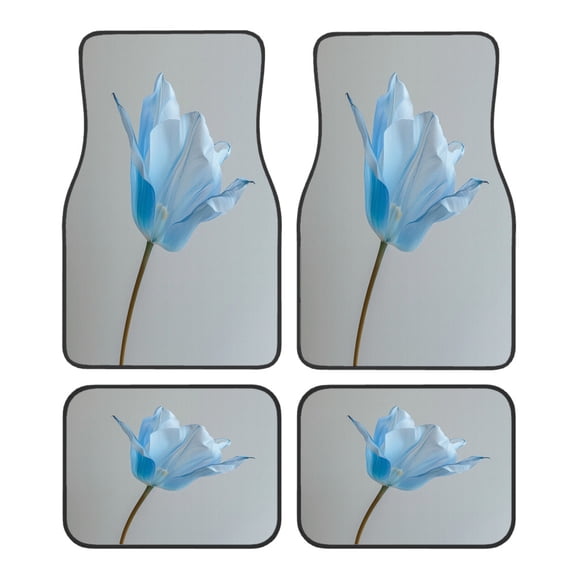 4-Piece Car Floor Mats Set, Blue Tulip Crystal Velvet Automotive Front & Rear Floor Liners, Universal Fit for Car, Truck, SUV