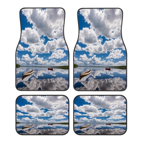 4-Piece Car Floor Mats Set, Calm Lake View Crystal Velvet Automotive Front & Rear Floor Liners, Universal Fit for Car, Truck, SUV
