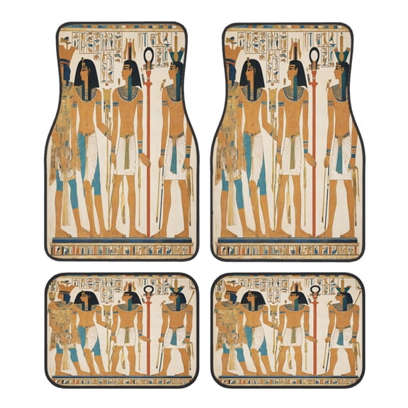 4-Piece Car Floor Mats Set, Egyptian Pharaohs Crystal Velvet Automotive Front & Rear Floor Liners, Universal Fit for Car, Truck, SUV