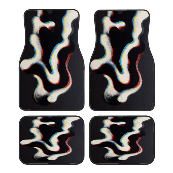 4-Piece Car Floor Mats Set, Flowing Forms Black Crystal Velvet Automotive Front & Rear Floor Liners, Universal Fit for Car, Truck, SUV