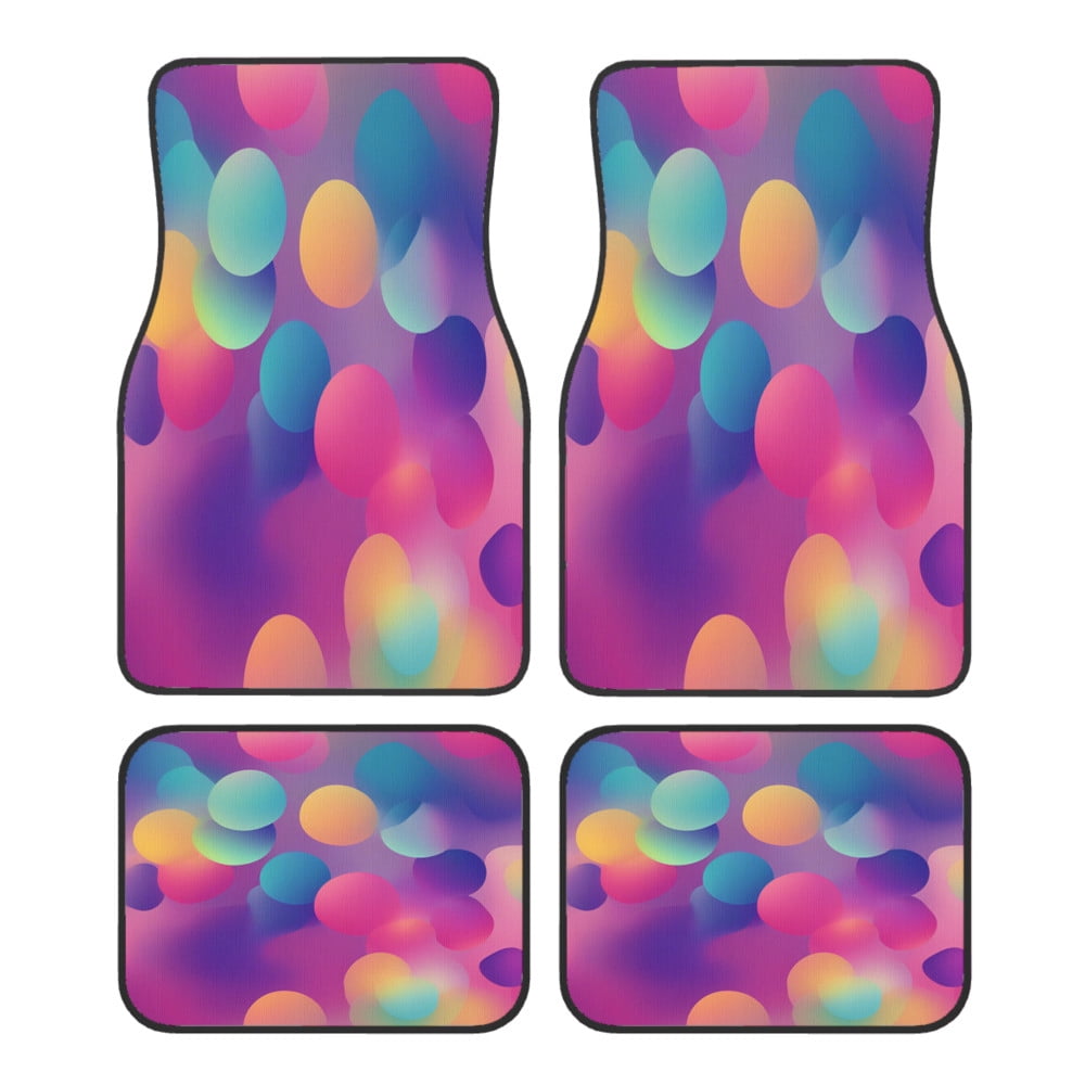 4-Piece Car Floor Mats Set, Gradient Colorful Crystal Velvet Automotive ...