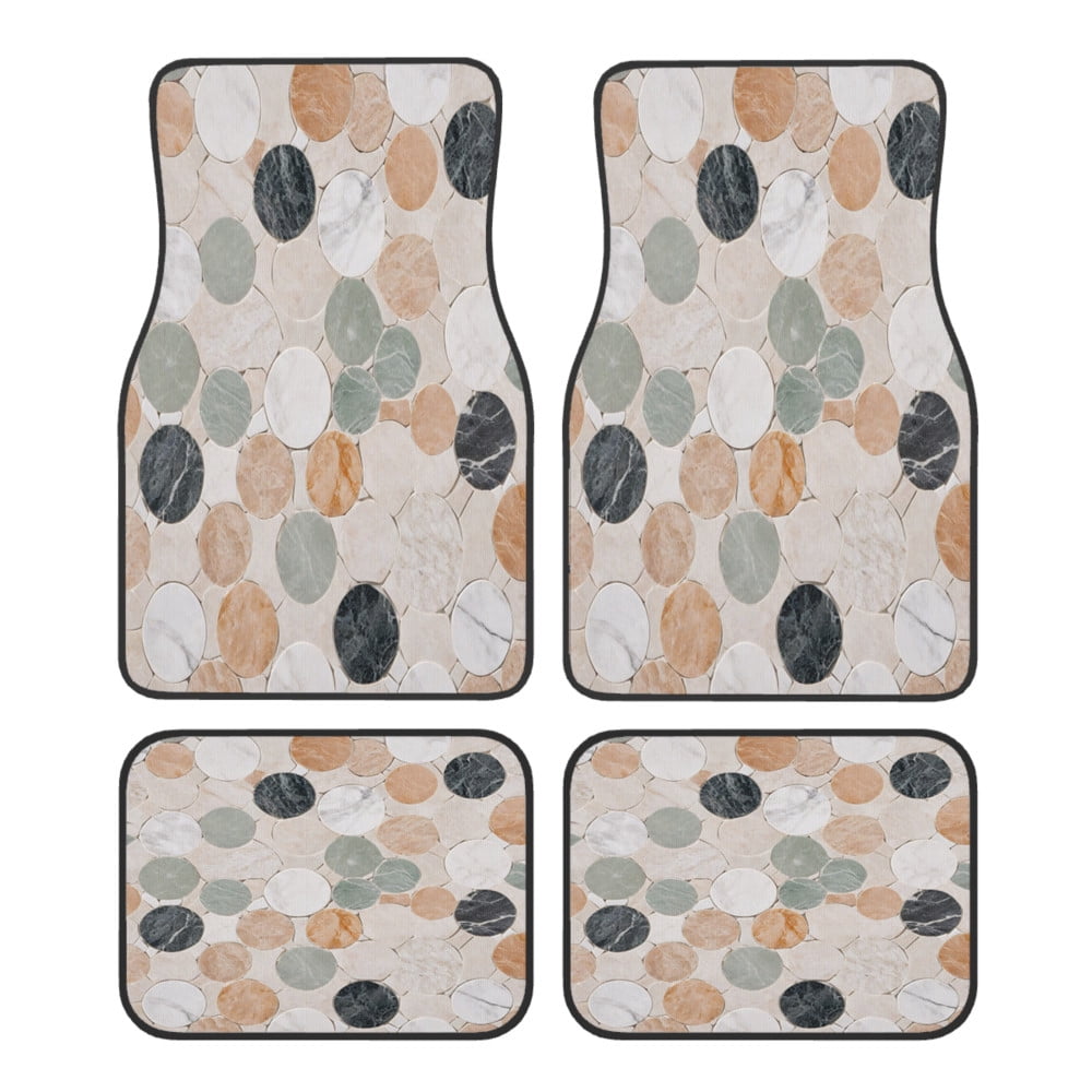 4-Piece Car Floor Mats Set, Mosaic Tile Pattern Marble Crystal Velvet ...