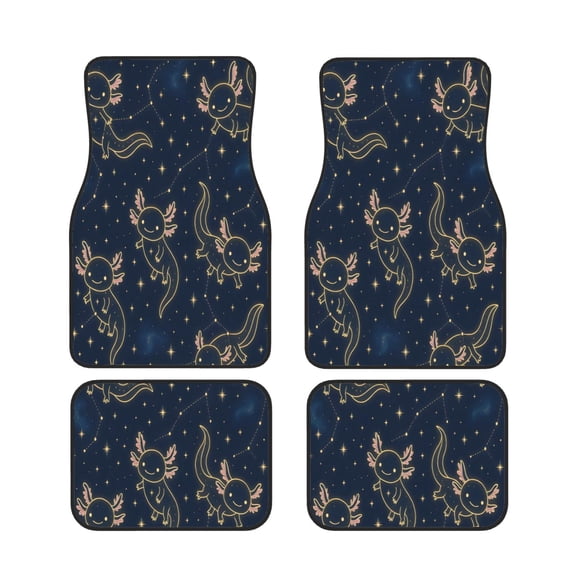 4 Piece Car Foot Mat Set Anti-Slip Washable Universal Car Floor Mats For Most Vehicles Truck Suv Axolotl Constellations - Deep-Space Cute