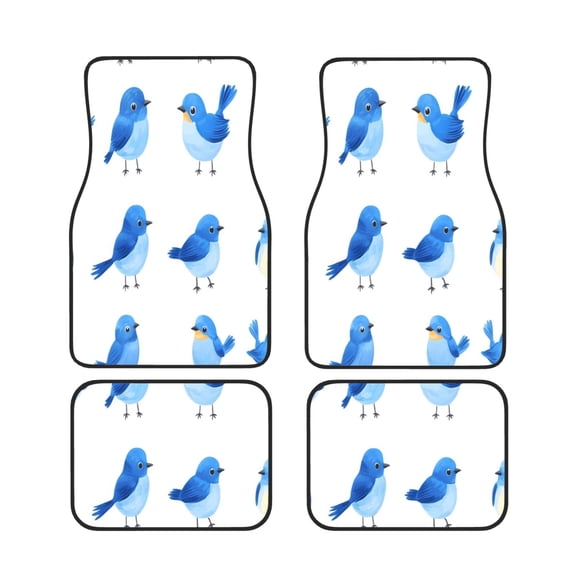 4 Piece Car Foot Mat Set Anti-Slip Washable Universal Car Floor Mats For Most Vehicles Truck Suv Blue Birds