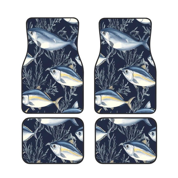 4 Piece Car Foot Mat Set Anti-Slip Washable Universal Car Floor Mats For Most Vehicles Truck Suv Fish (33)