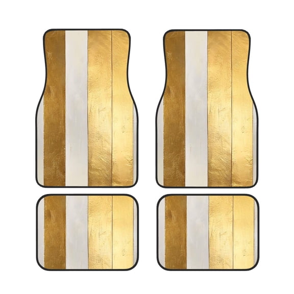 4 Piece Car Foot Mat Set Anti-Slip Washable Universal Car Floor Mats For Most Vehicles Truck Suv Gold Stripe_1