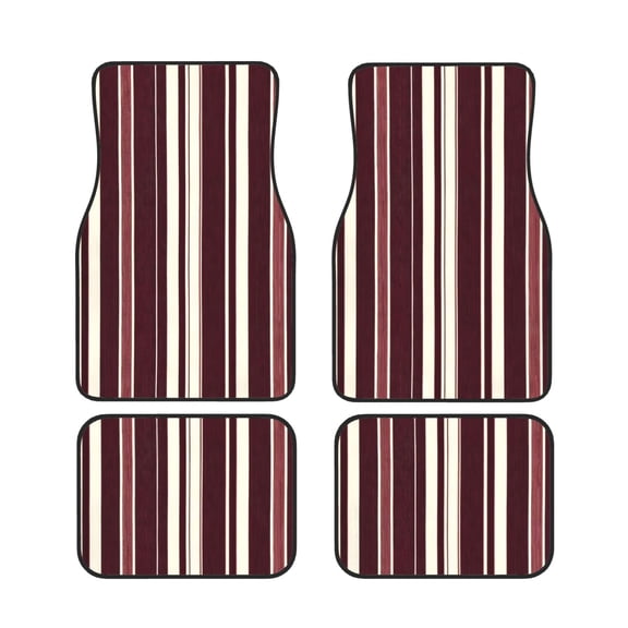 4 Piece Car Foot Mat Set Anti-Slip Washable Universal Car Floor Mats For Most Vehicles Truck Suv Maroon Stripe_4