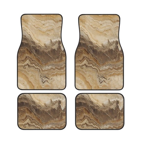 4 Piece Car Foot Mat Set Anti-Slip Washable Universal Car Floor Mats For Most Vehicles Truck Suv Sandybrown Marble_4