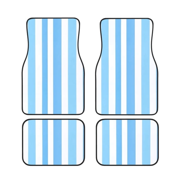 4 Piece Car Foot Mat Set Anti-Slip Washable Universal Car Floor Mats For Most Vehicles Truck Suv Skyblue Stripe_2