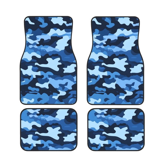 4 Piece Car Foot Mat Set Anti-Slip Washable Universal Car Floor Mats For Most Vehicles Truck Suv Vector Camouflage Pattern Blue_1
