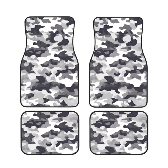 4 Piece Car Foot Mat Set Anti-Slip Washable Universal Car Floor Mats For Most Vehicles Truck Suv Vector Camouflage Pattern Gray_4