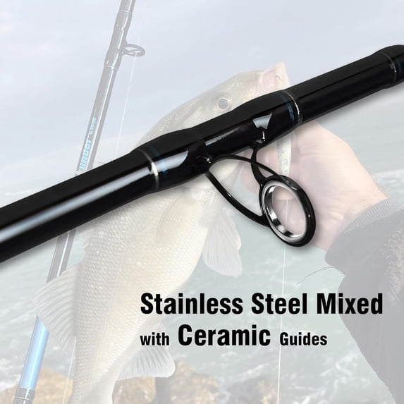 4-Piece Carbon Fiber Boat Fishing Rod Spinning Portable Tournament Pole for Fresh & Saltwater
