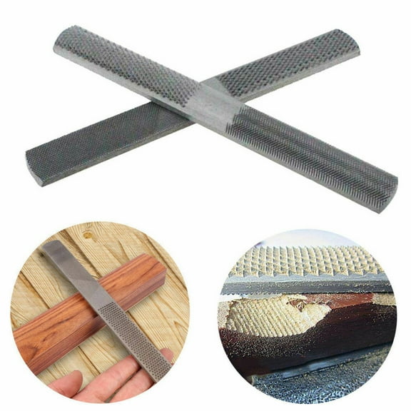 4-Piece Carbon Steel Rasp File Set, 200mm Wood Carving Hand Tools for Carpentry and Woodworking