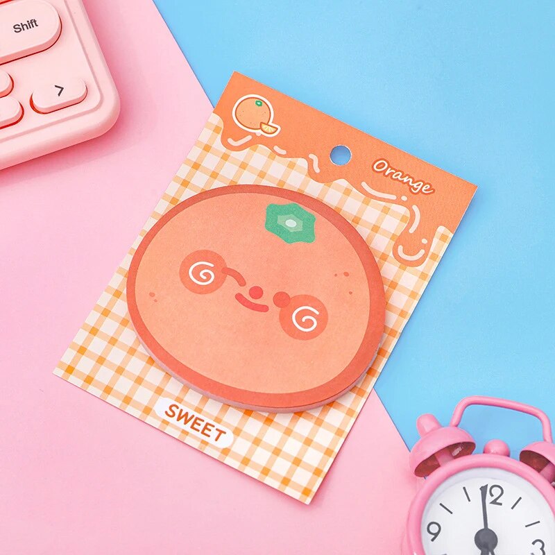 4 Piece Cartoon Adhesive Kawaii Fruit Notes Notepad Memo Pad Stationery ...