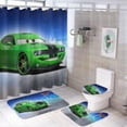 thumbnail image 1 of 4 Piece Cartoon Cars Fabric Shower Curtain Set, Anime Cute Shower Curtain and Rug Set for Bathroom, Toilet Lid Cover and Bath Mat with 12 Hooks Curtain Set Decor 48x72 in, 1 of 16