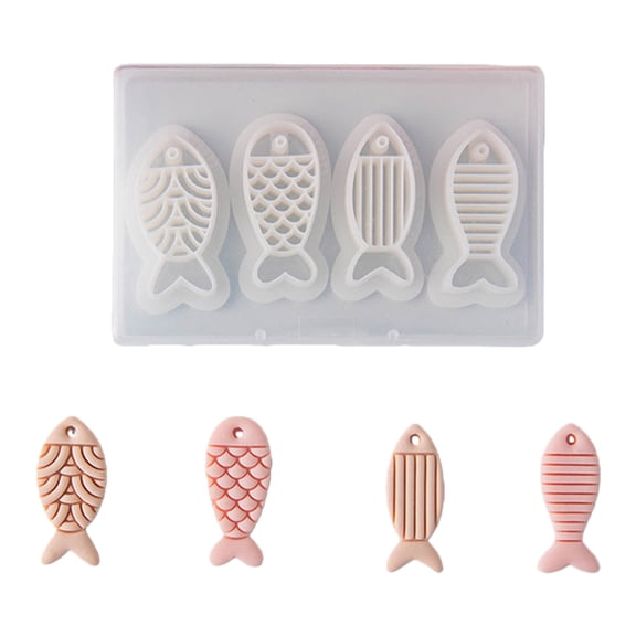 4 Piece Cartoon Fish Polymers Clay Earring Molds Lightweight Plastic Craft Tools For Kids Creative Projects