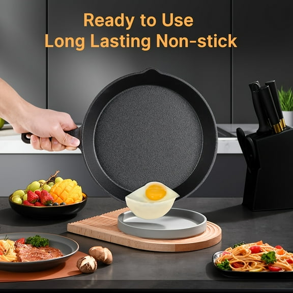 4-Piece Cast Iron Skillet Set - Pre-Seasoned Oven-Safe Cookware for Indoor/Outdoor Cooking, Camping, BBQ - Perfect Gift for Home Chefs & Cooking Enthusiasts