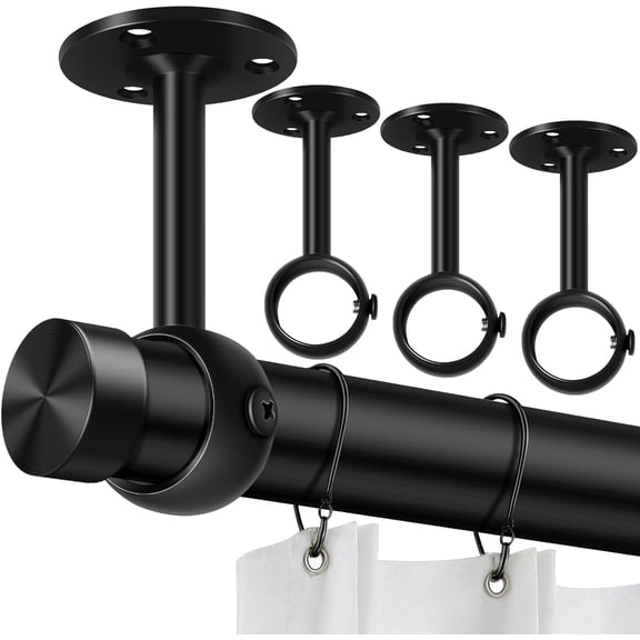 4 Piece Ceiling Mount Curtain Rod Bracket 1.25 Inch Heavy Duty Holder