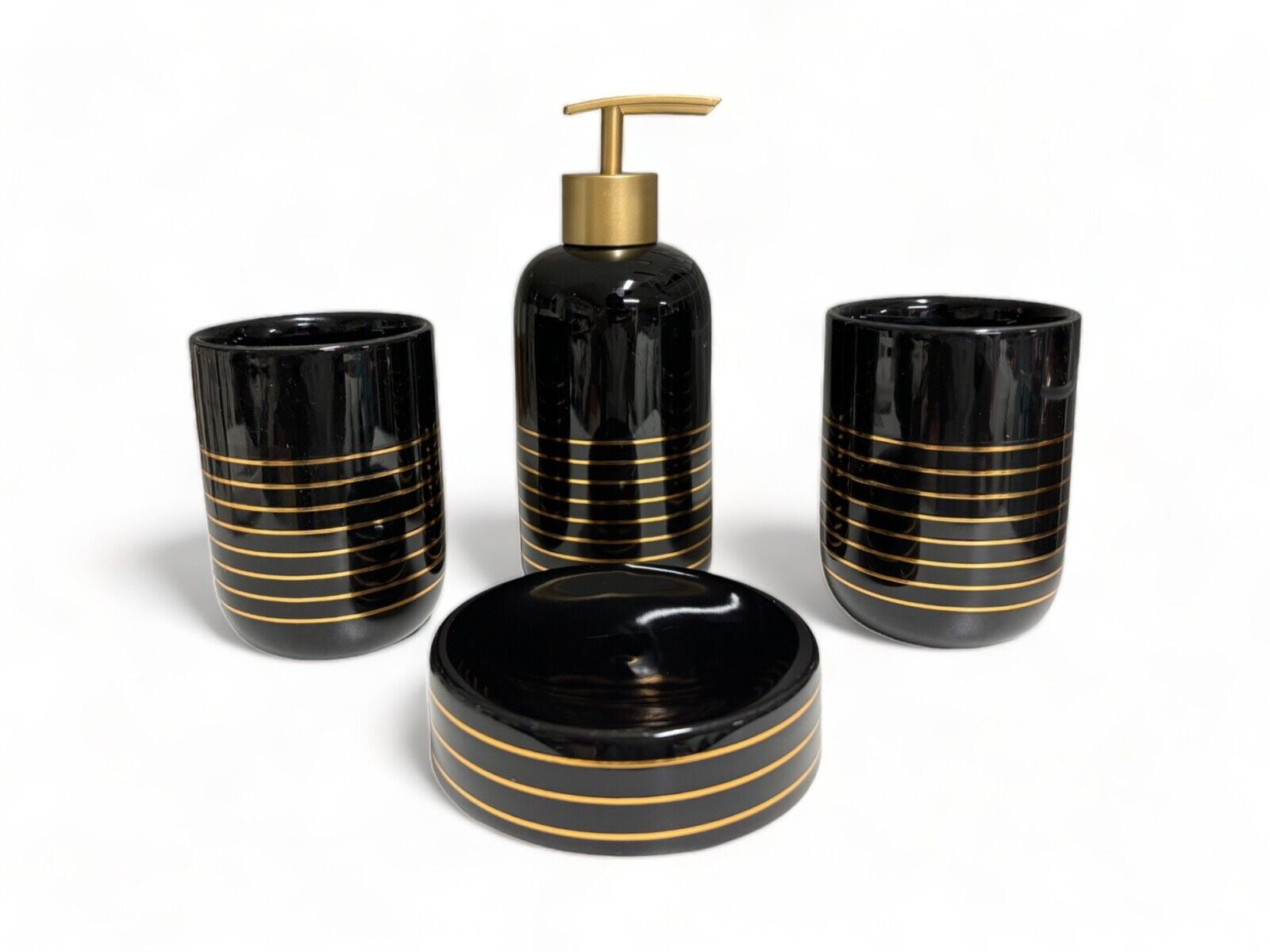 4 Piece Ceramic Bathroom Accessory Set, Toothbrush Holder, Soap