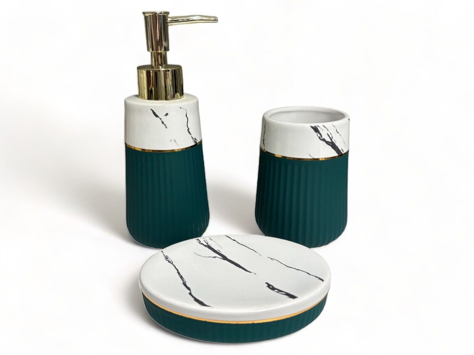 4 Piece Ceramic Bathroom Accessory Set, Toothbrush Holder, Soap