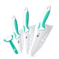 thumbnail image 1 of 4-Piece Ceramic Knife Set with Blade Guards Kitchen Chef Paring Sharp Rust Proof Stain Resistant (5inch Utility Knife, 4inch Fruit Knife,3inch Slicing Knife), 1 of 5