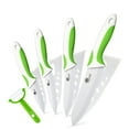 thumbnail image 1 of 4-Piece Ceramic Knife Set with Blade Guards Kitchen Chef Paring Sharp Rust Proof Stain Resistant (5inch Utility Knife, 4inch Fruit Knife,3inch Slicing Knife), 1 of 9