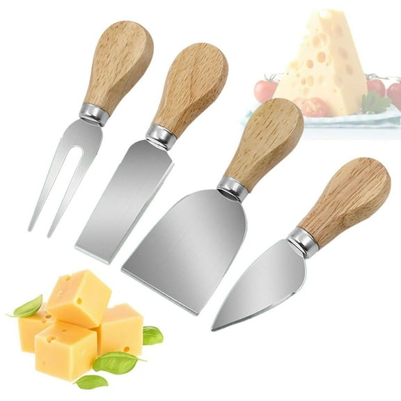 4-Piece Cheese Knives Set - Stainless Steel Cheese Knife, Cheese Fork, Slicer, Butter Knife for Charcuterie Board - Mini Premium Cheese Tools - Perfect for Home Entertaining, Parties, and Gifts