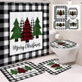thumbnail image 1 of 4 Piece Christmas Bathroom Set with Shower Curtain Bath Mat Toilet Lid Cover and U-Shaped Mat Non-Slip Floor Rug Waterproof Polyester Fabric Holiday Decor for Bathroom Decorations, 1 of 7