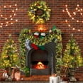 thumbnail image 1 of 4-Piece Christmas Decoration Set, Pre-Lit Artificial Holiday Décor, Wreath and Set of 2 3FT Entrance Trees X-mas with 295 LED Lights, PVC Festival Decoration, Green, 1 of 9