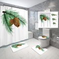 thumbnail image 1 of 4 Piece Christmas Pine Cones Shower Curtain Set Holly Baubles Evergreen Leaves Bathroom Sets with Non-Slip Rugs, Toilet Lid Cover and Bath Mat with Standard Size, 1 of 7