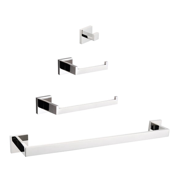 4-Piece Chrome Bathroom Hardware, Easy Installation, Hidden Mounting Holes - Bring Modernity to Your Bathroom