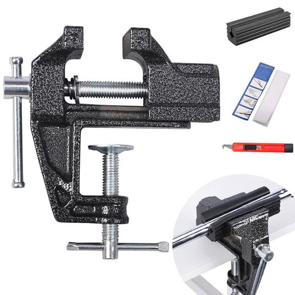 4 Piece Club Grip Replacement Tools Set Portable Table Vise Cast Steel Woodworking Bench Clamp Max Opening 35mm Width 50mm Easy Operate Rotating Lever for Home Workshop
