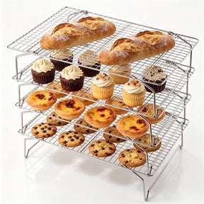 Vesteel 4-Tier Cooling Racks, Stainless Steel Stackable Grid Baking Racks, Collapsible Wire Racks for Cooking Grilling Roasting, Oven & Dishwasher Safe, 15’’ x 10’’
