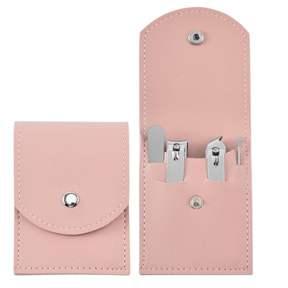 4-Piece Color Titanium Stainless Steel Manicure Set, Pink - Stainless Steel Manicure Pedicure Set, Travel Portable Nail Kit, Nail Clippers Easter Mother'S Day Manicure